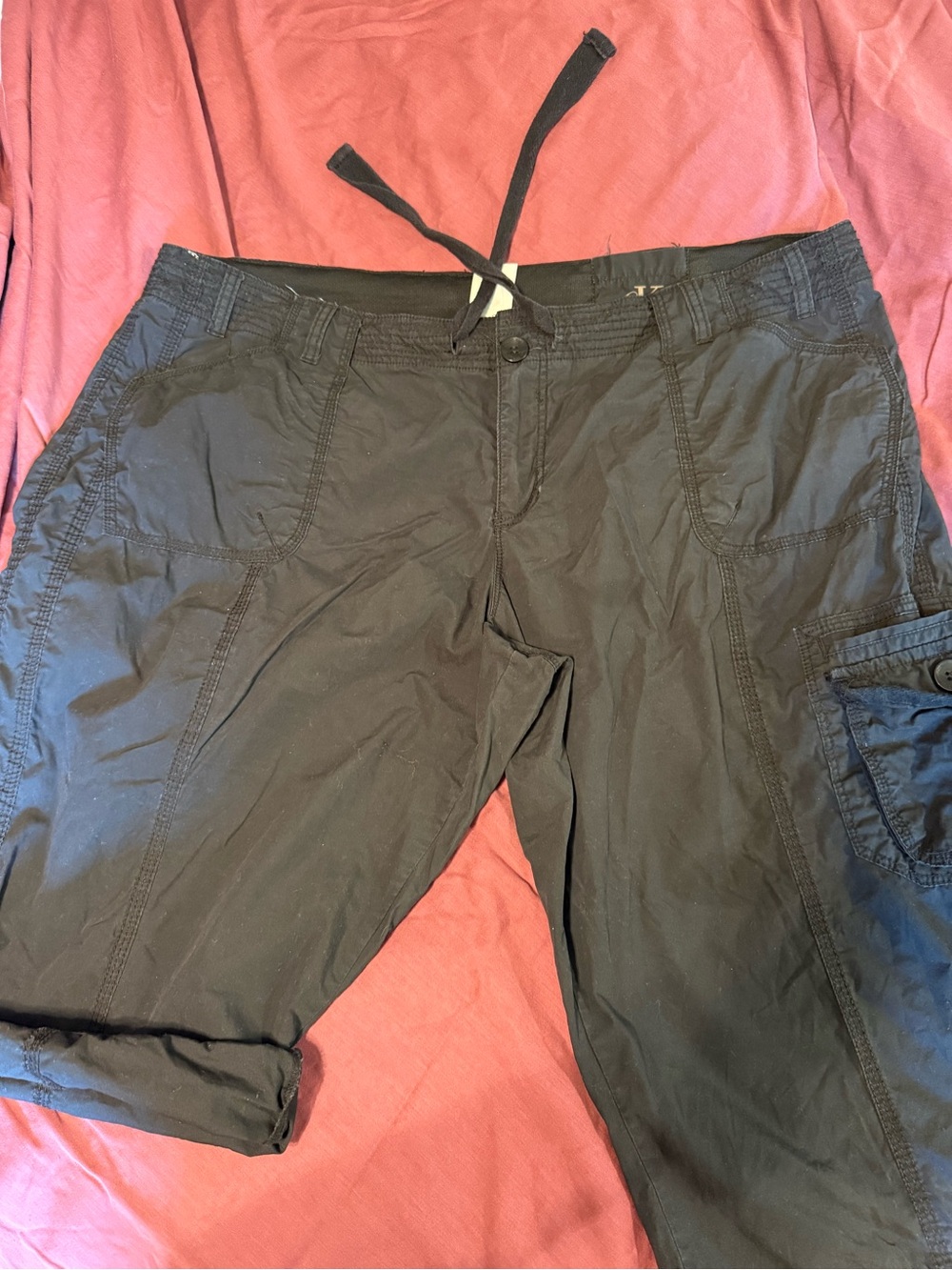 Woman’s Capris or Shorts Black Cargo Drawstring